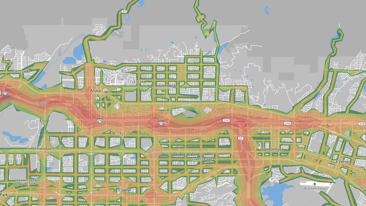 Glendora, CA Map of Noise Levels in Glendora