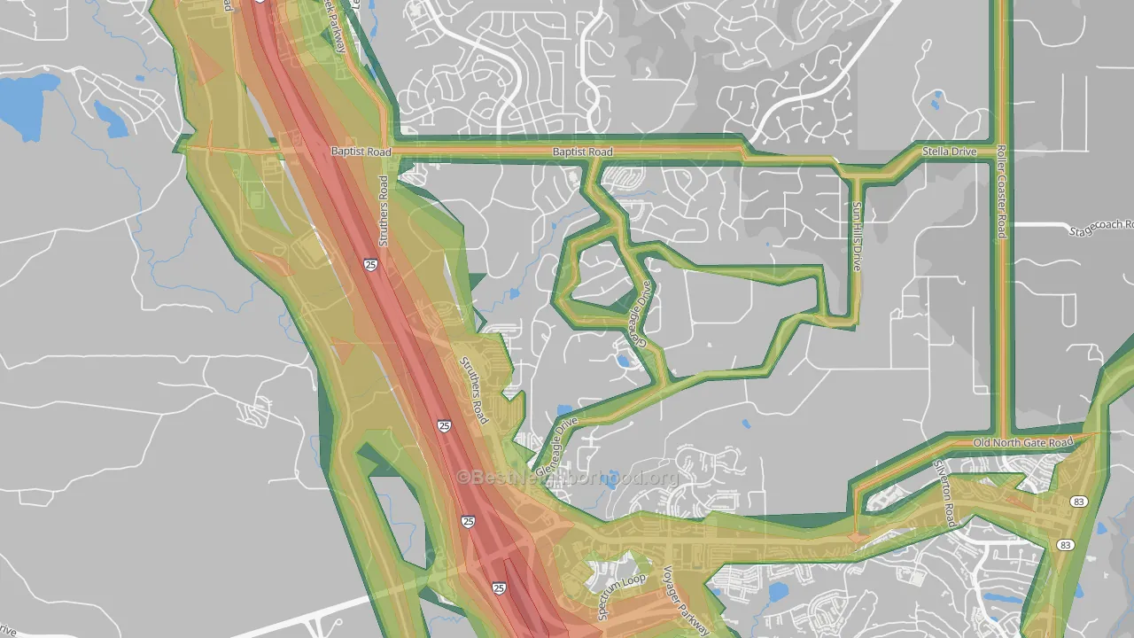 Gleneagle, CO Map of Noise Levels in Gleneagle