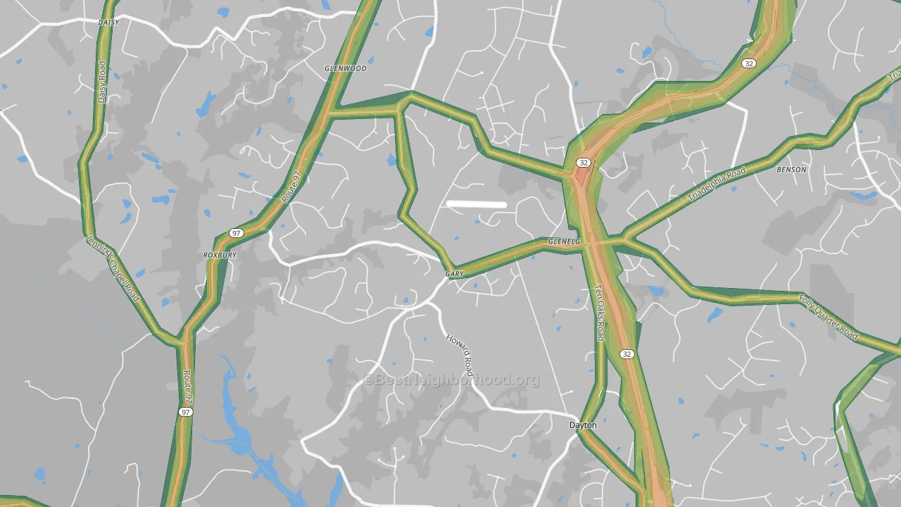 Glenelg, MD Map of Noise Levels in Glenelg