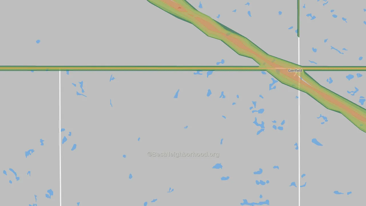Glenfield, ND Map of Noise Levels in Glenfield