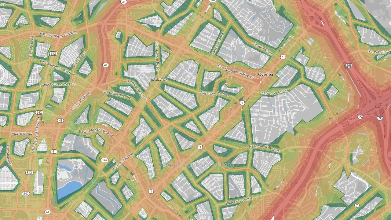 Glenham-Belhar, Baltimore, MD Map of Noise Levels in Glenham-Belhar