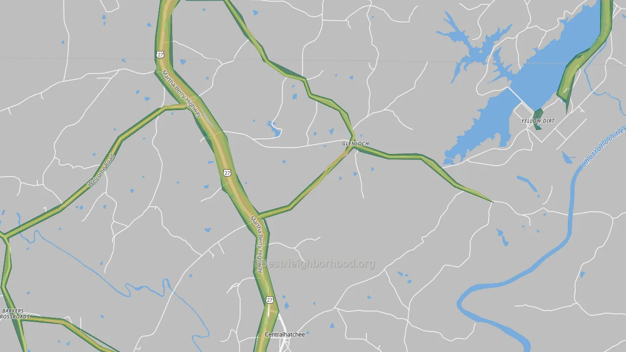 Glenloch, GA Map of Noise Levels in Glenloch