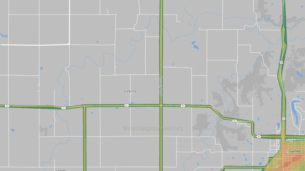 Glenlock, KS Map of Noise Levels in Glenlock