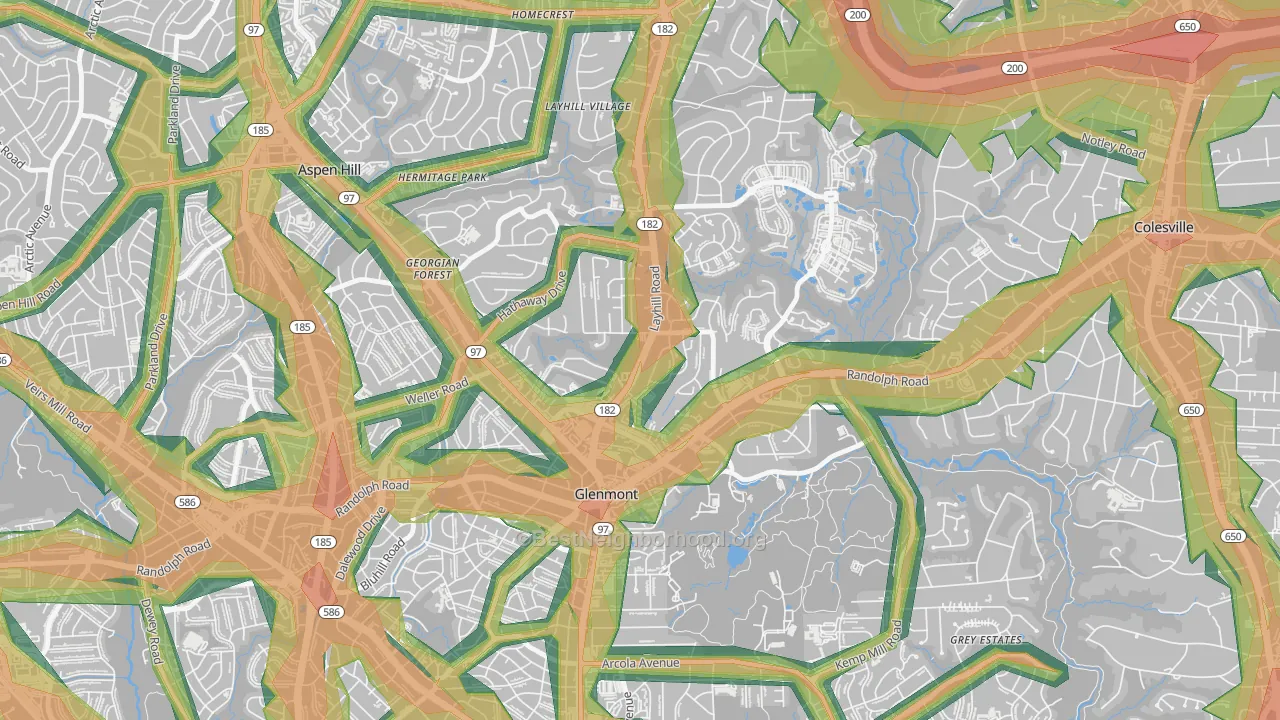 Glenmont, MD Map of Noise Levels in Glenmont