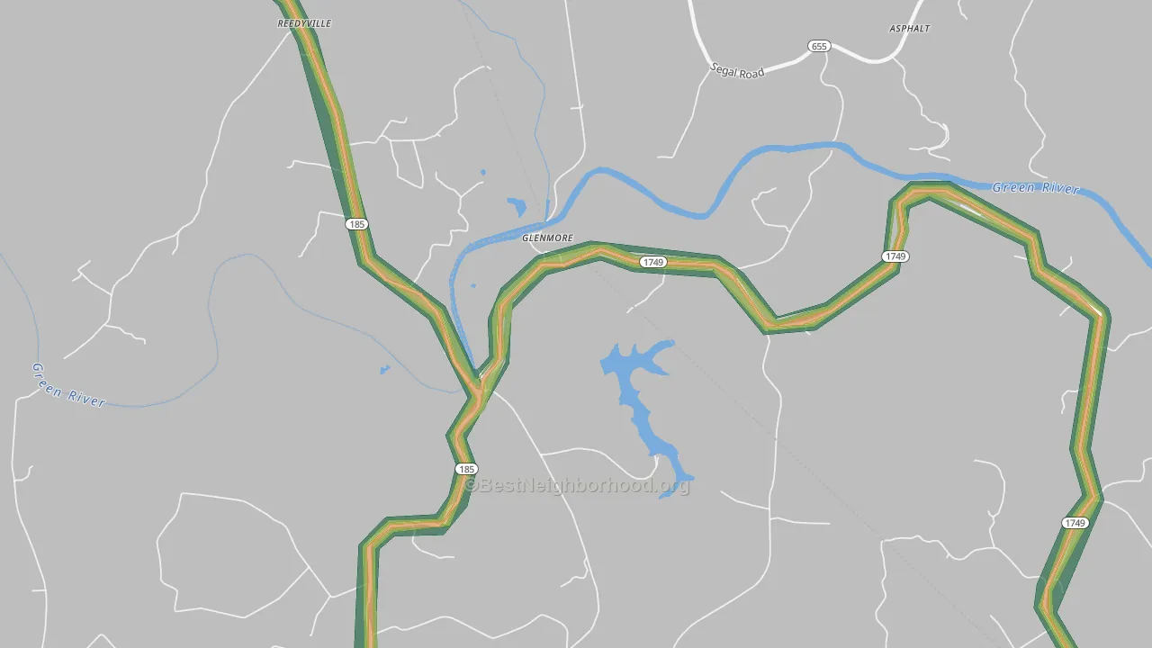 Glenmore, KY Map of Noise Levels in Glenmore