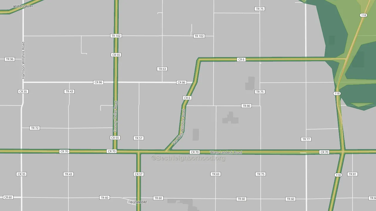 Glenmore, OH Map of Noise Levels in Glenmore