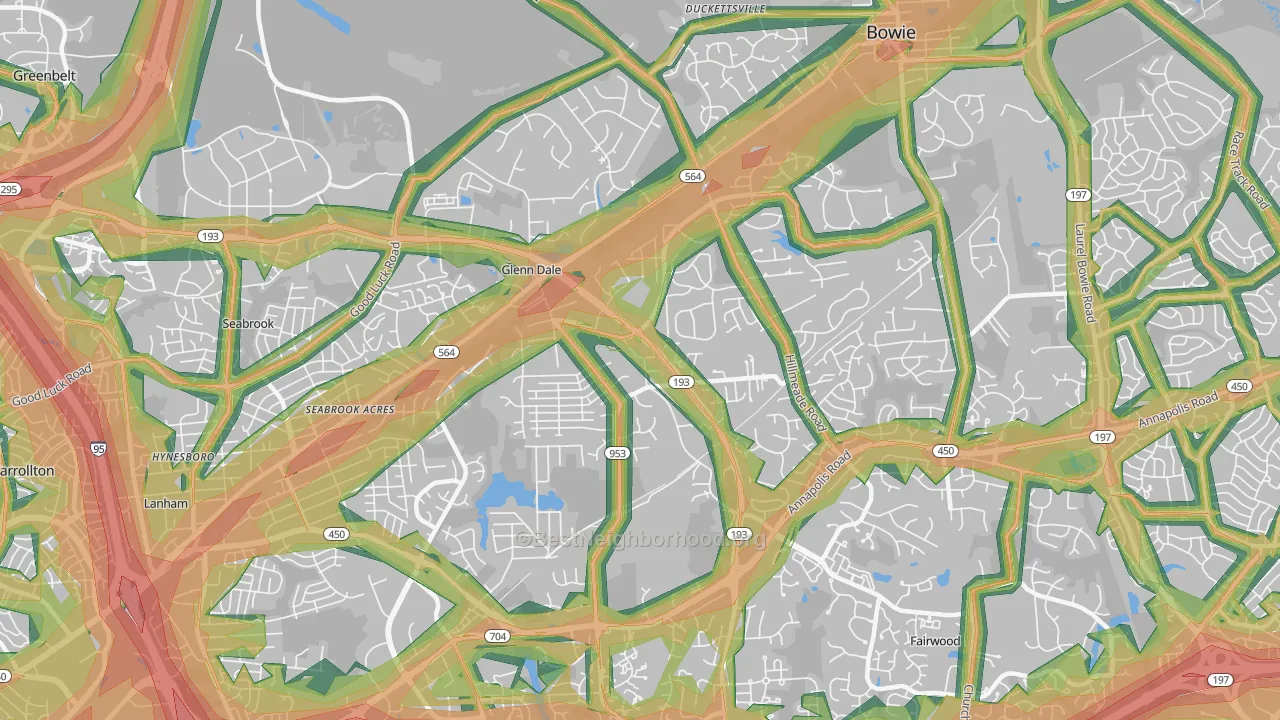 Glenn Dale, MD Map of Noise Levels in Glenn Dale