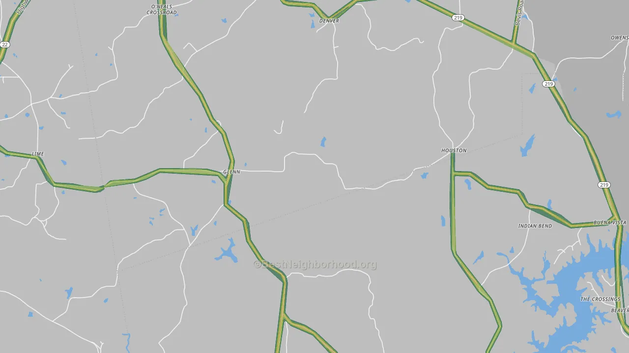 Glenn, GA Map of Noise Levels in Glenn