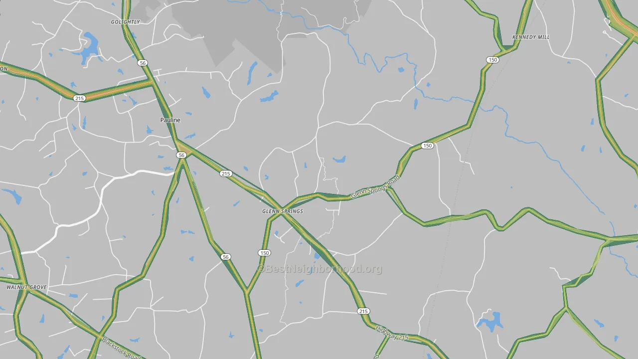Glenn Springs, SC Map of Noise Levels in Glenn Springs