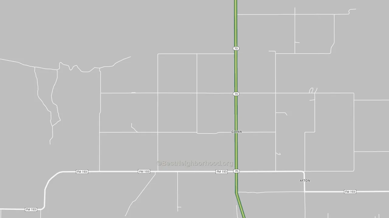 Glenn, TX Map of Noise Levels in Glenn
