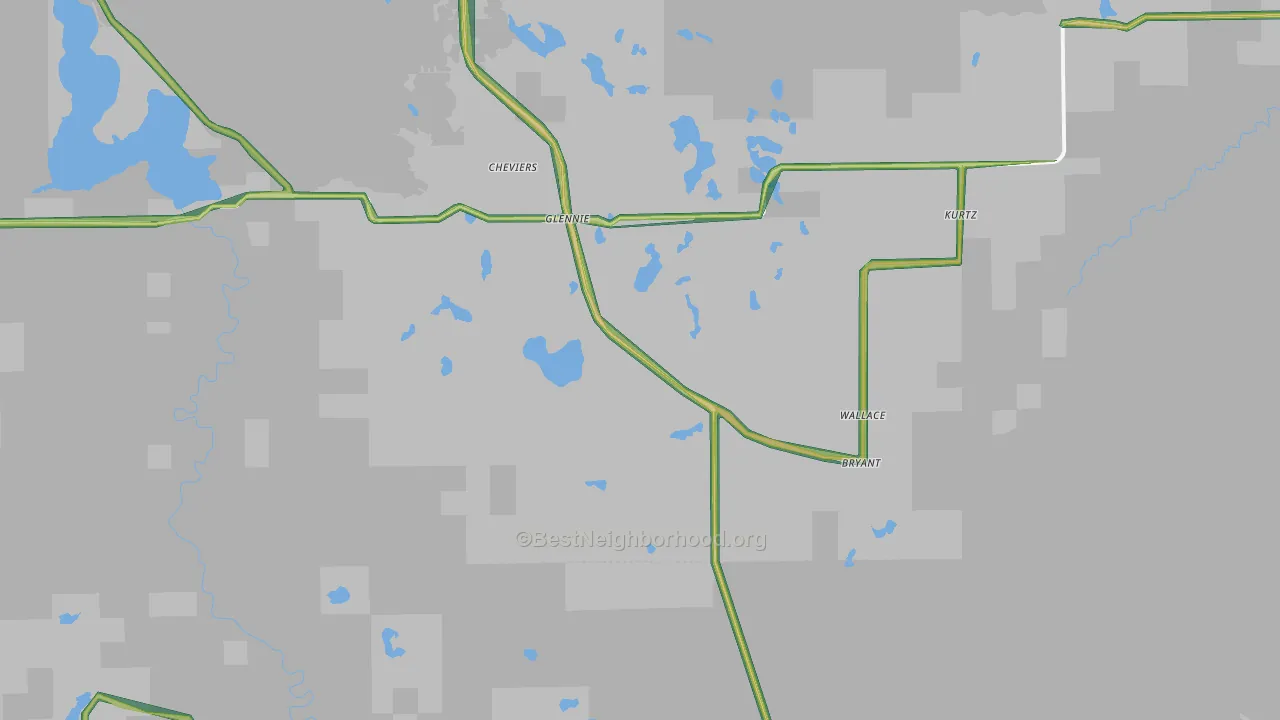 Glennie, MI Map of Noise Levels in Glennie