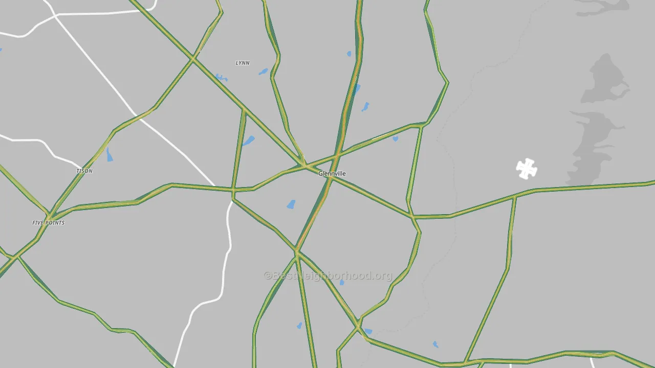 Glennville, GA Map of Noise Levels in Glennville