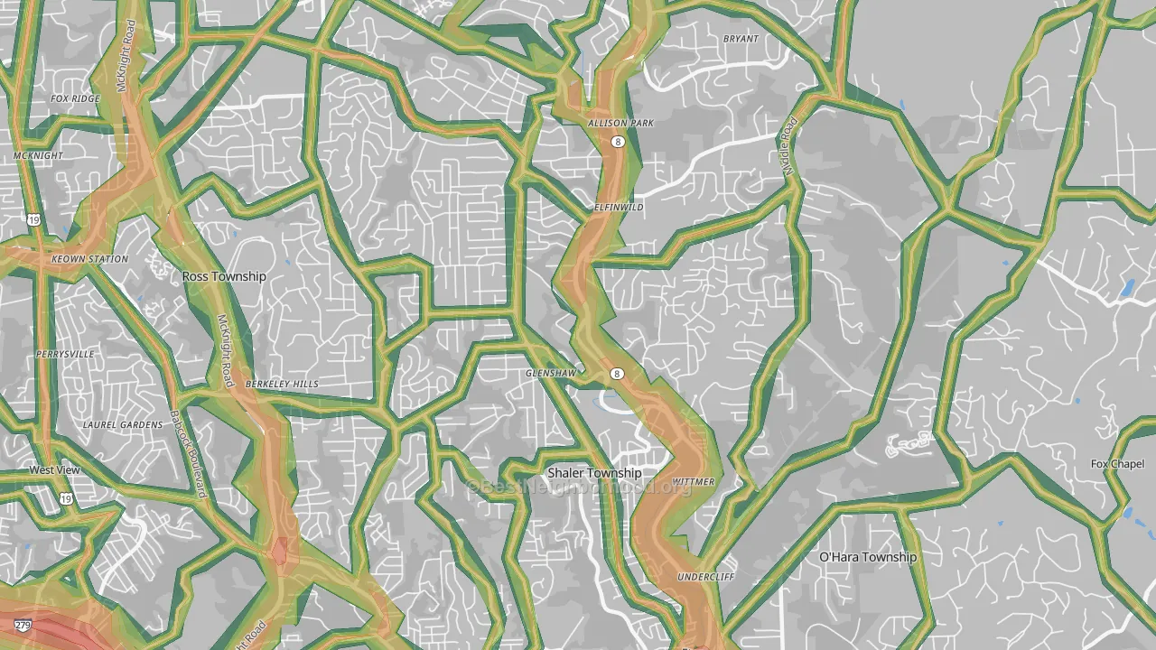 Glenshaw, PA Map of Noise Levels in Glenshaw