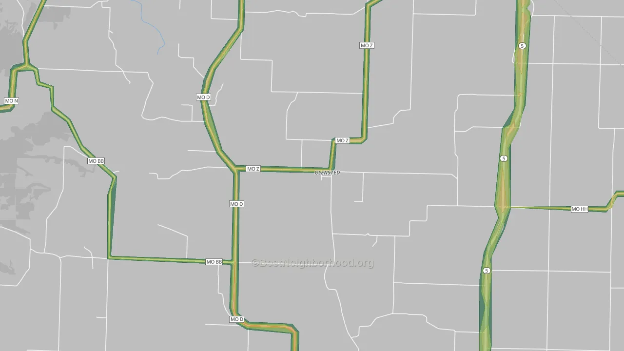 Glensted, MO Map of Noise Levels in Glensted