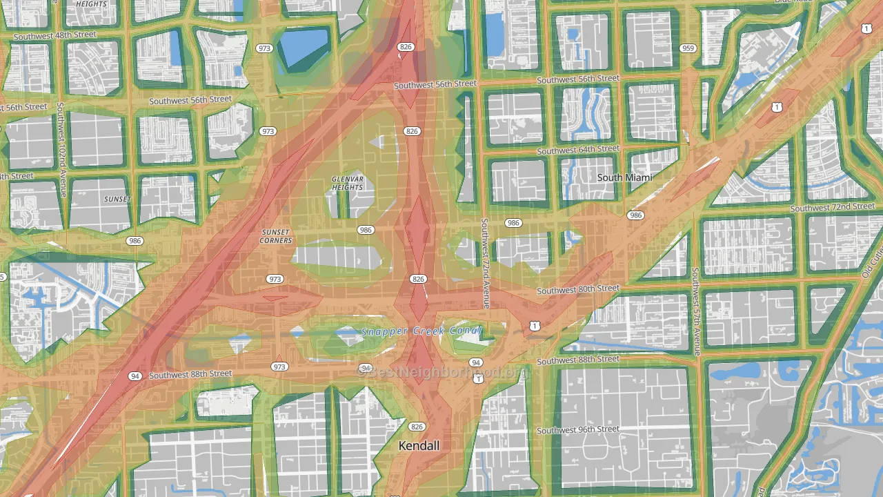 Glenvar Heights, FL Map of Noise Levels in Glenvar Heights