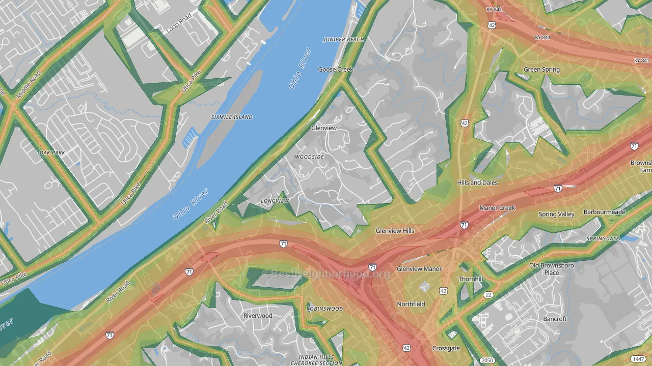 Glenview, KY Map of Noise Levels in Glenview