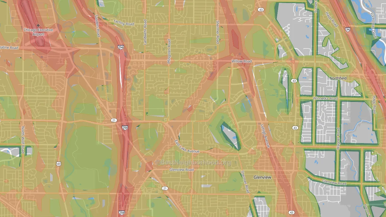 Glenview Nas, IL Map of Noise Levels in Glenview Nas