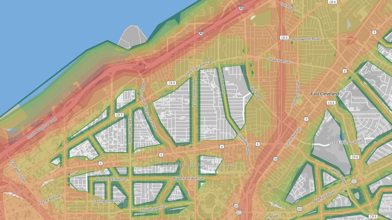 Glenville, Cleveland, OH Map of Noise Levels in Glenville