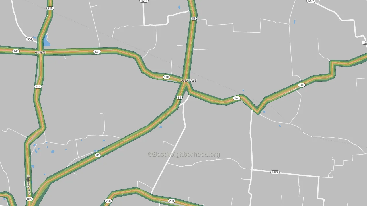 Glenville, KY Map of Noise Levels in Glenville