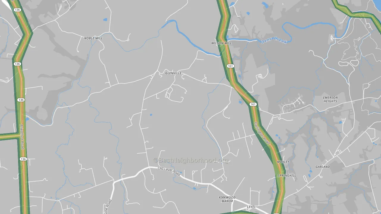 Glenville, MD Map of Noise Levels in Glenville