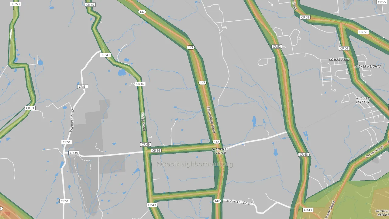 Glenville, NY Map of Noise Levels in Glenville