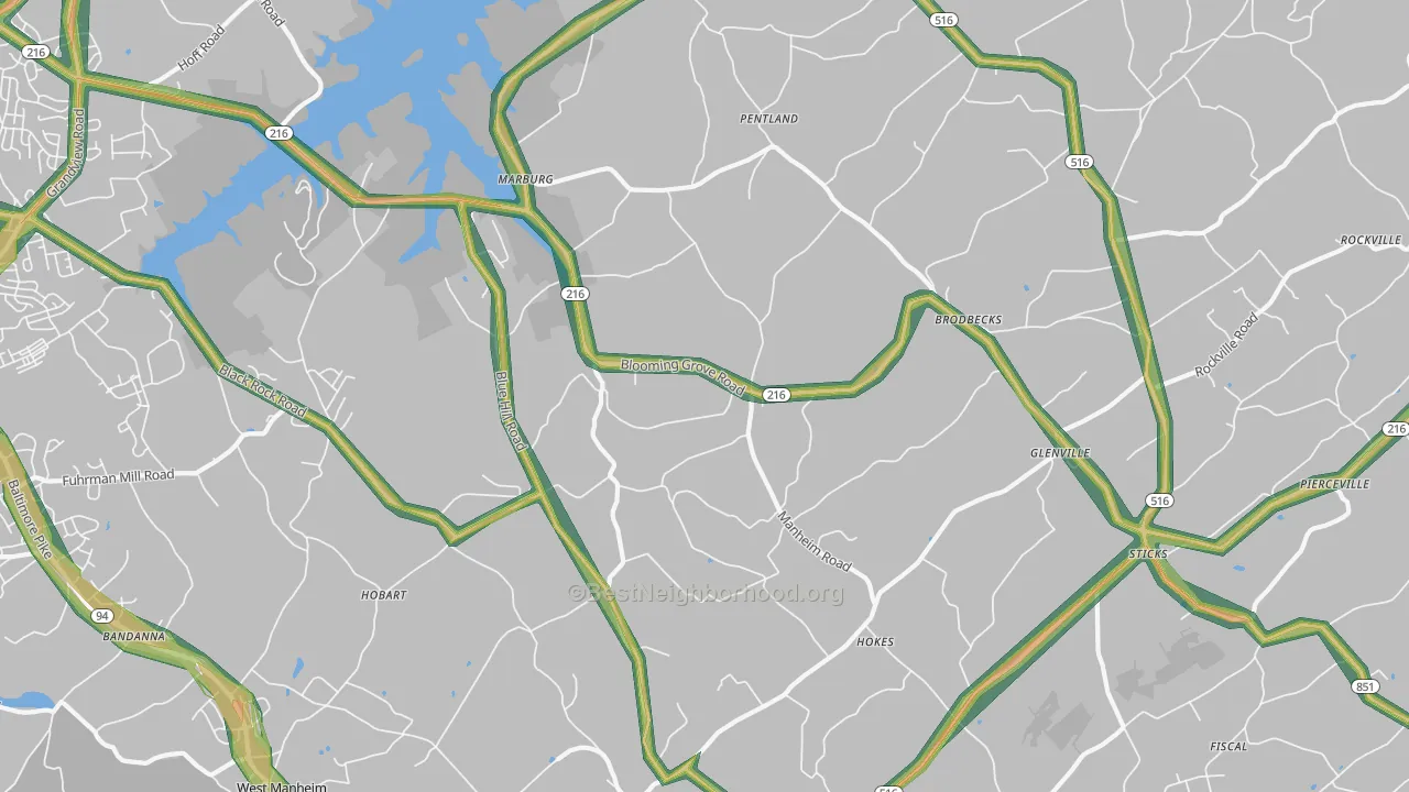 Glenville, PA Map of Noise Levels in Glenville