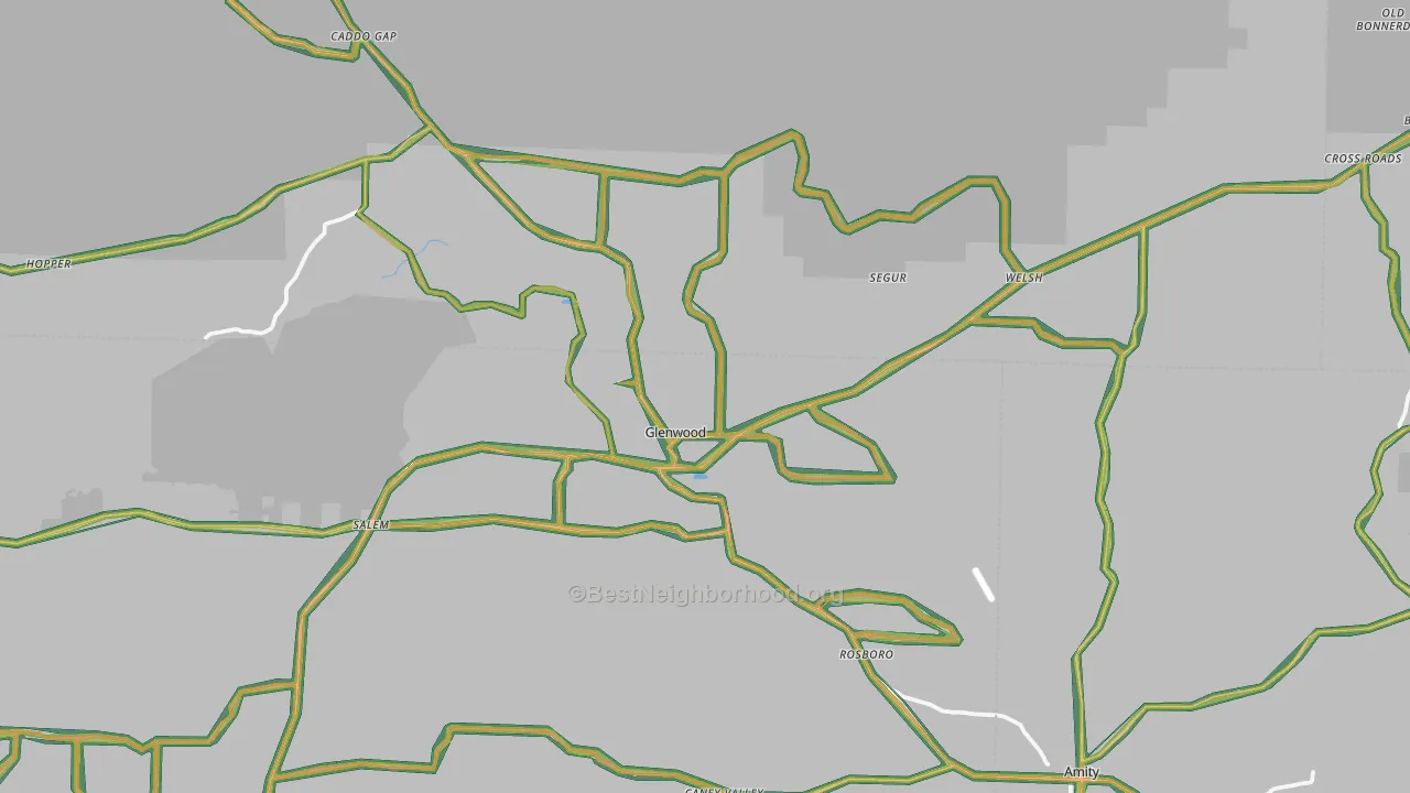 Glenwood, AR Map of Noise Levels in Glenwood