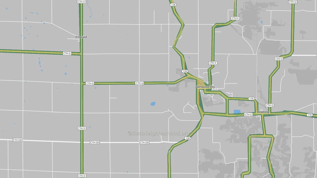 Glenwood City, WI Map of Noise Levels in Glenwood City