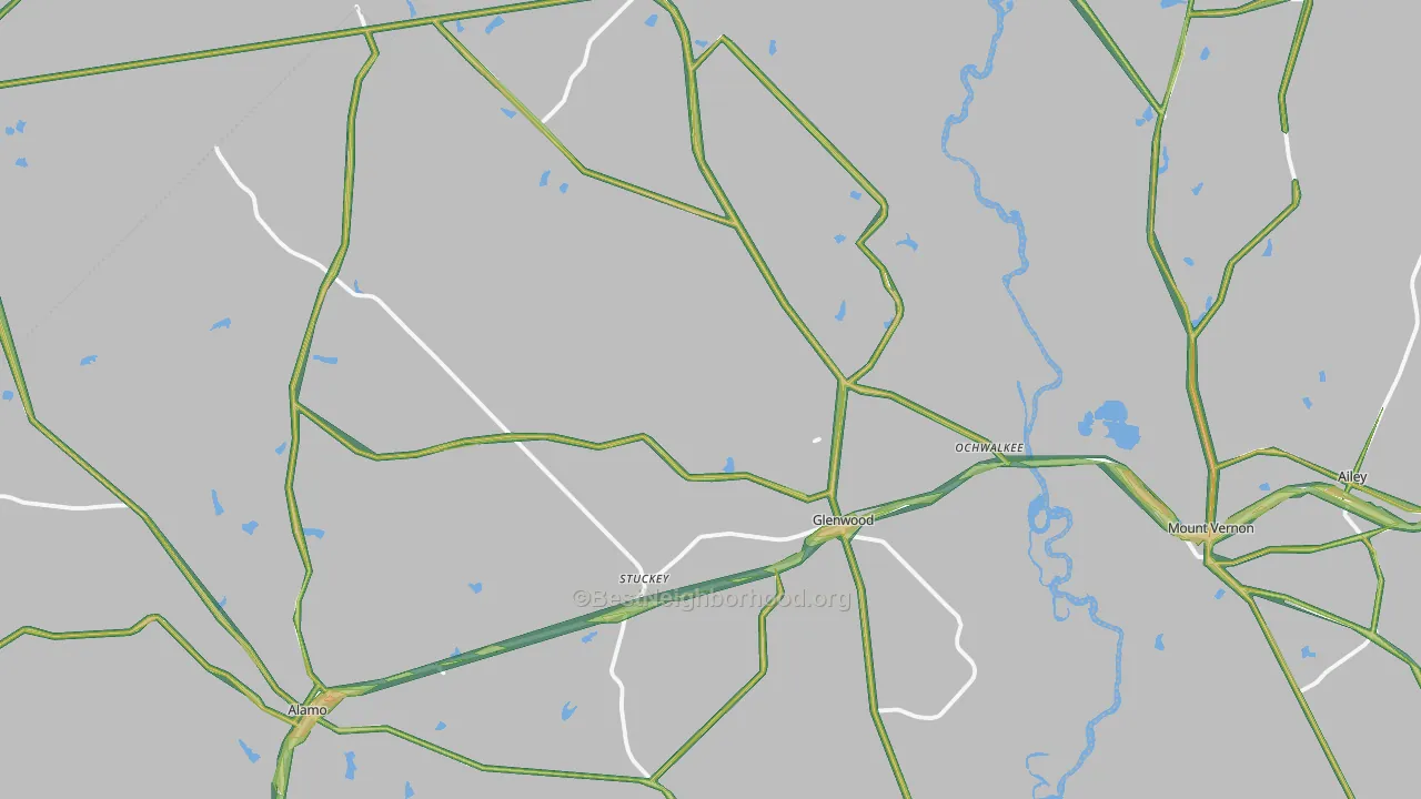 Glenwood, GA Map of Noise Levels in Glenwood