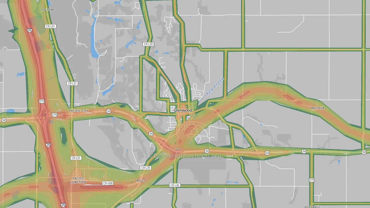 Glenwood, IA Map of Noise Levels in Glenwood