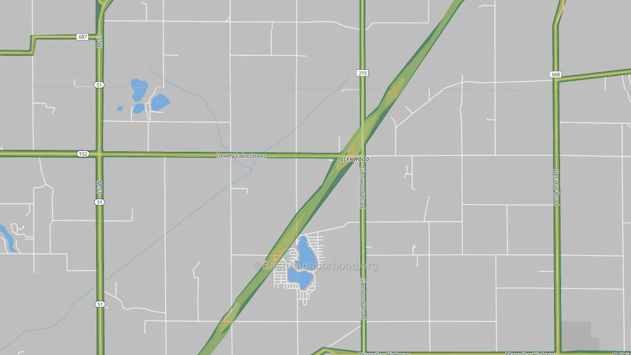 Glenwood, MI Map of Noise Levels in Glenwood