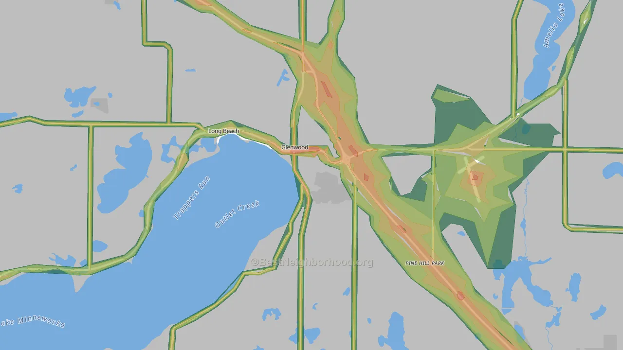Glenwood, MN Map of Noise Levels in Glenwood