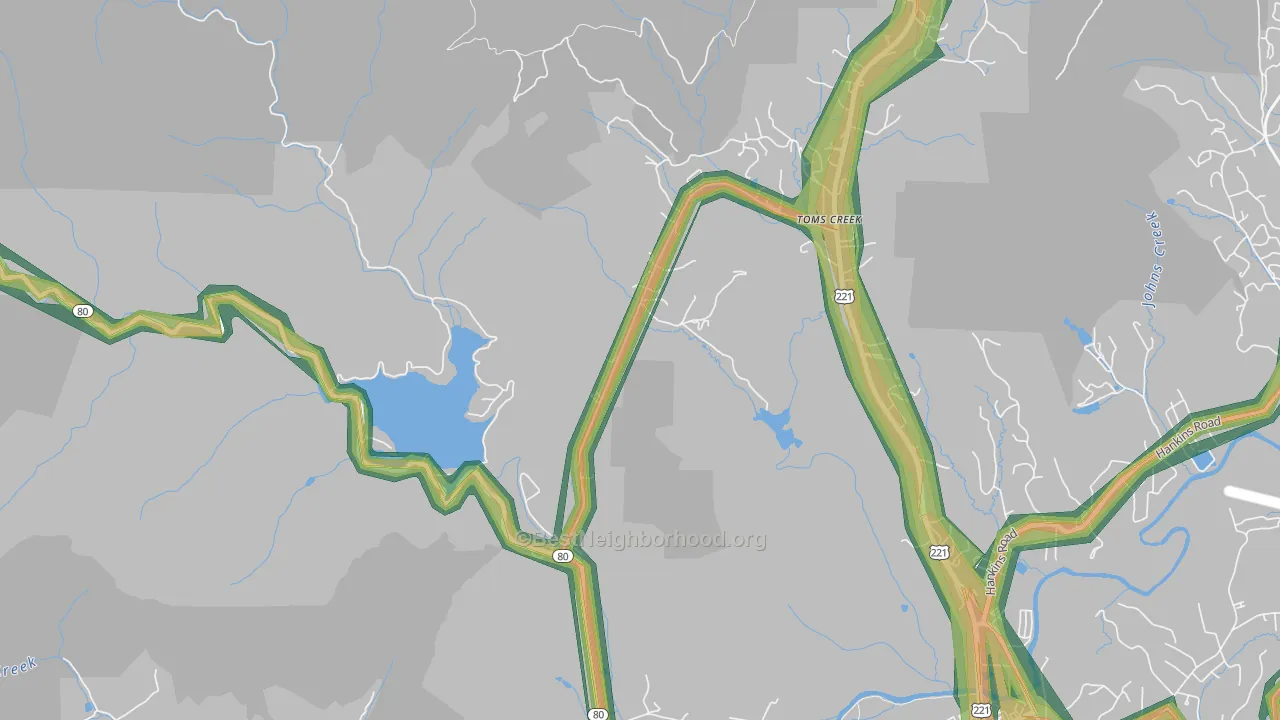 Glenwood, NC Map of Noise Levels in Glenwood