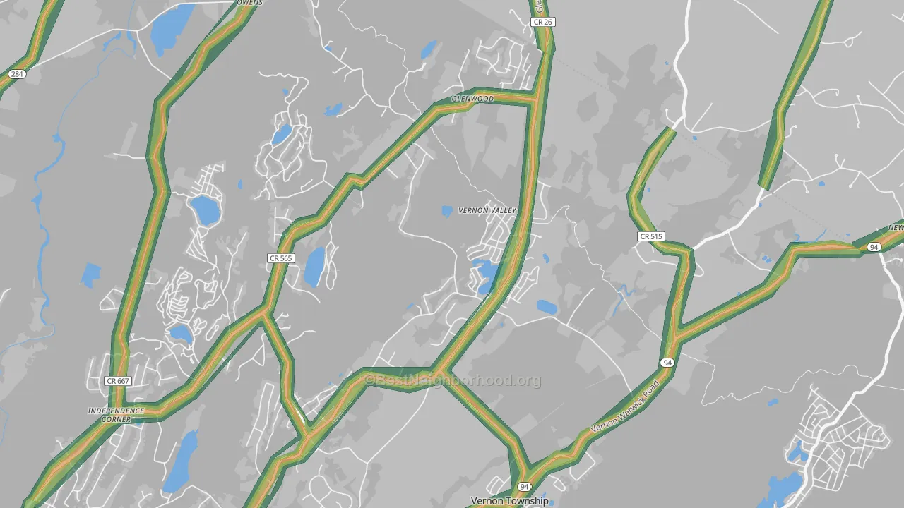 Glenwood, NJ Map of Noise Levels in Glenwood