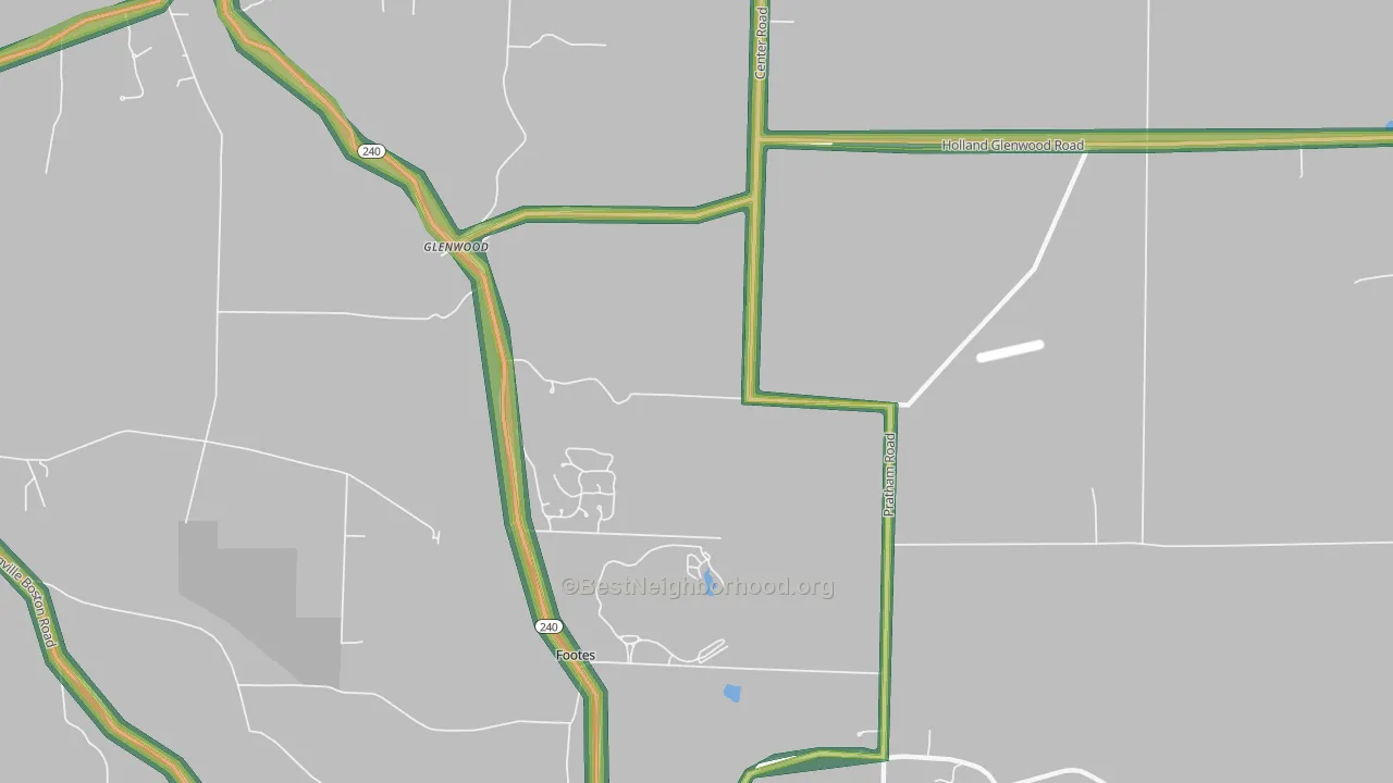 Glenwood, NY Map of Noise Levels in Glenwood