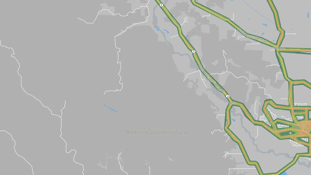 Glenwood, OR Map of Noise Levels in Glenwood