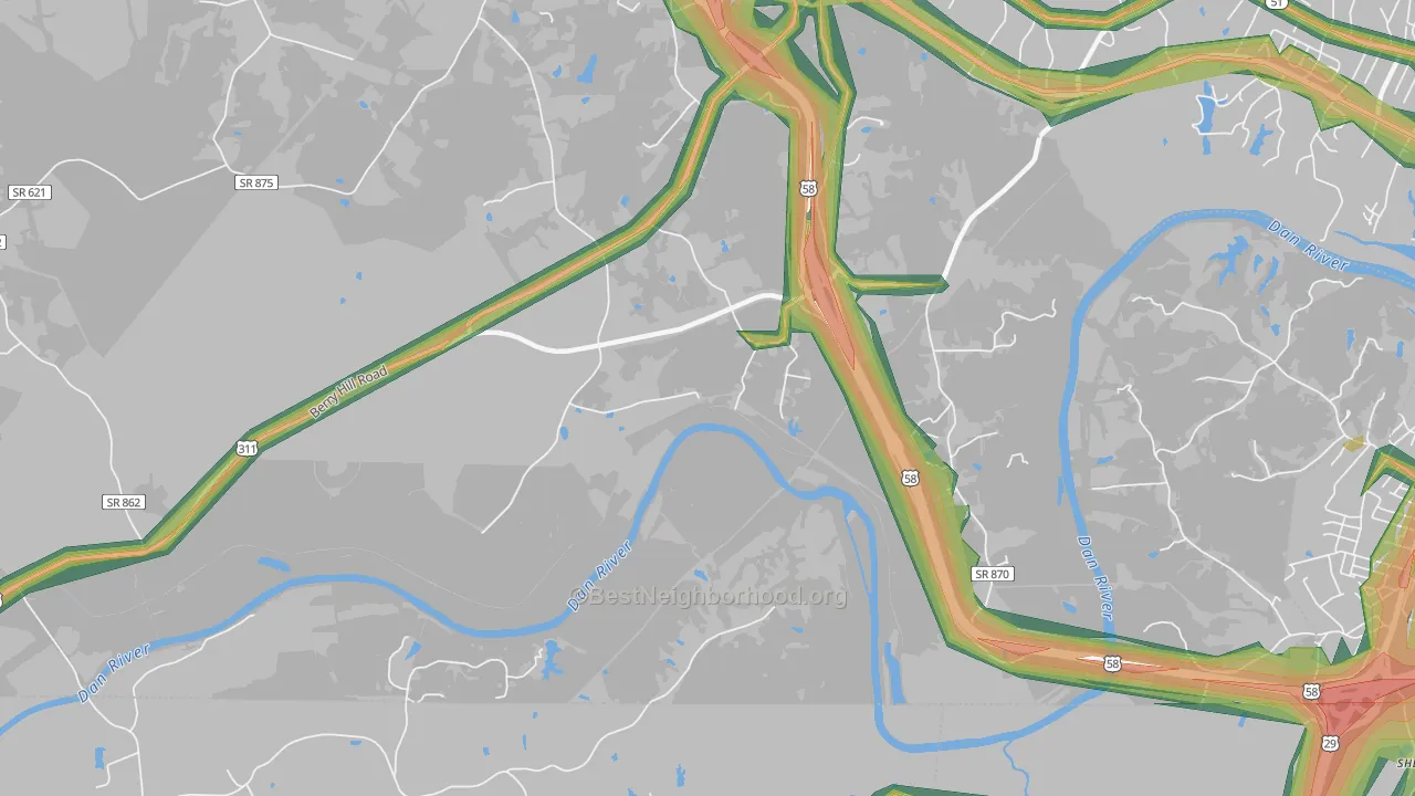 Glenwood, VA Map of Noise Levels in Glenwood