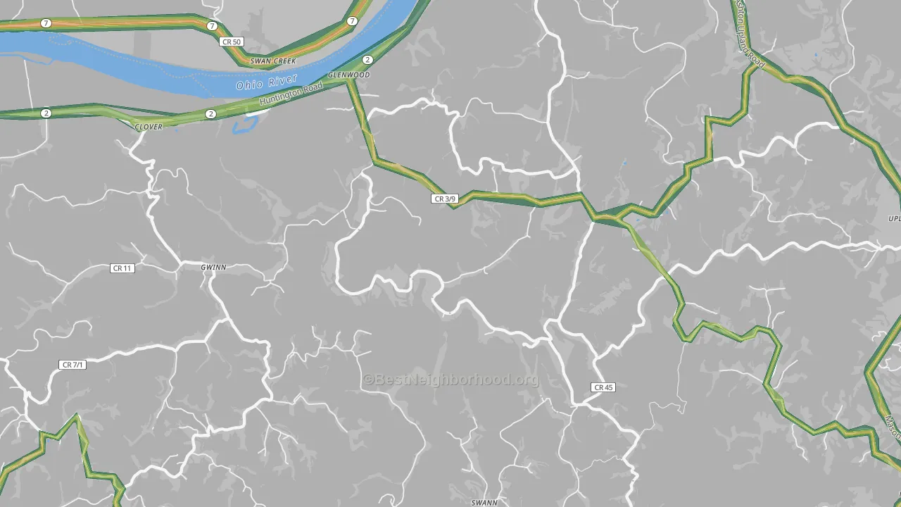 Glenwood, WV Map of Noise Levels in Glenwood