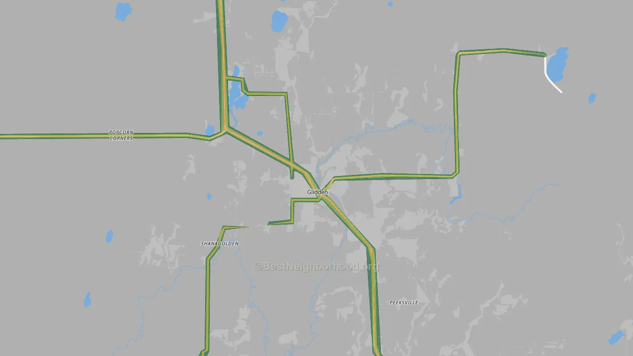 Glidden, WI Map of Noise Levels in Glidden