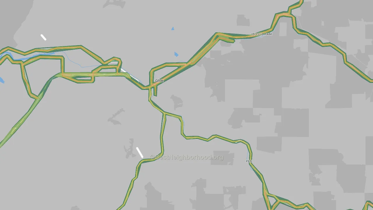 Glide, OR Map of Noise Levels in Glide