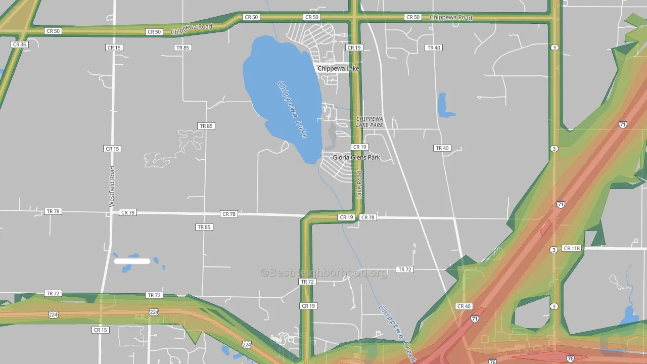 Gloria Glens Park, OH Map of Noise Levels in Gloria Glens Park