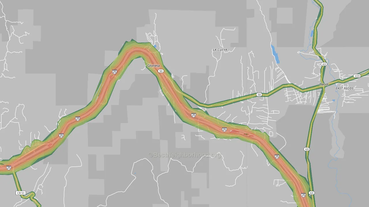 Glorieta, NM Map of Noise Levels in Glorieta