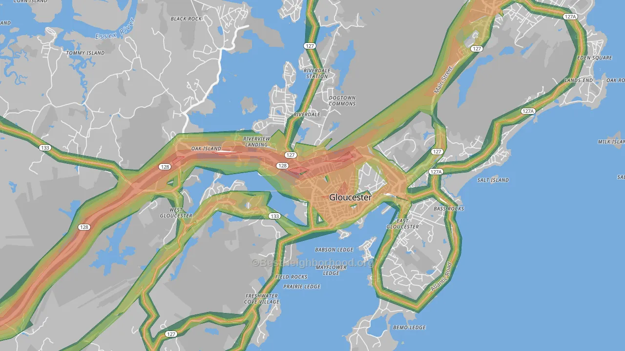 Gloucester, MA Map of Noise Levels in Gloucester