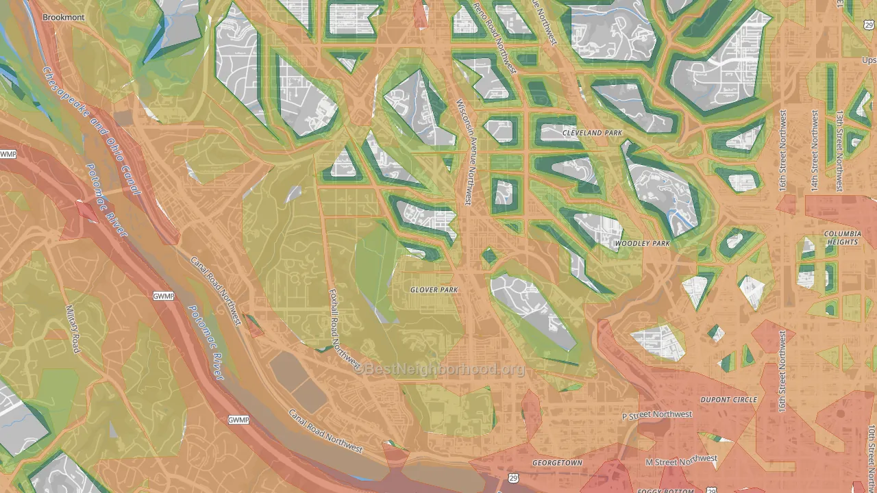 Glover Park, Washington, DC Map of Noise Levels in Glover Park