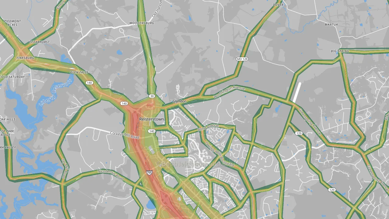 Glyndon, MD Map of Noise Levels in Glyndon