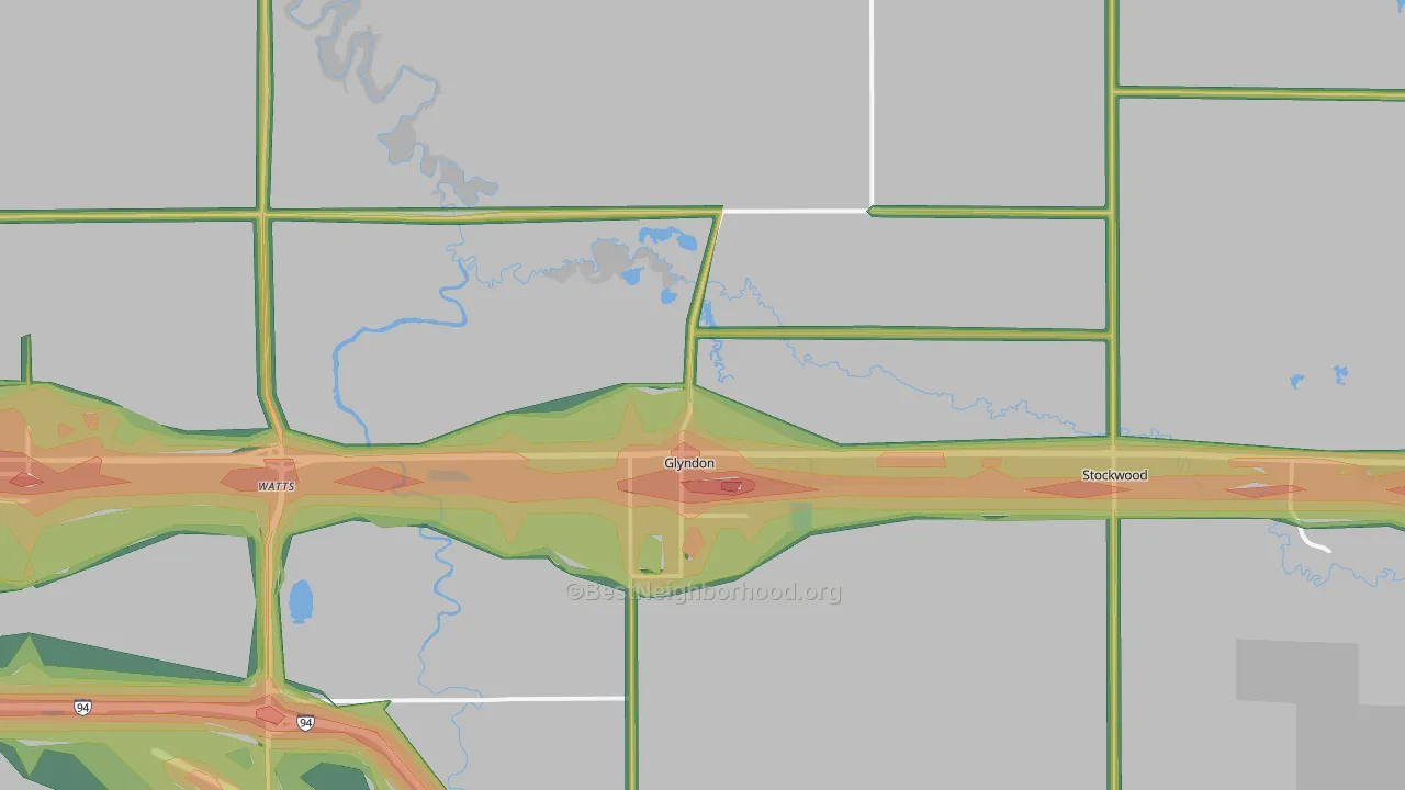 Glyndon, MN Map of Noise Levels in Glyndon