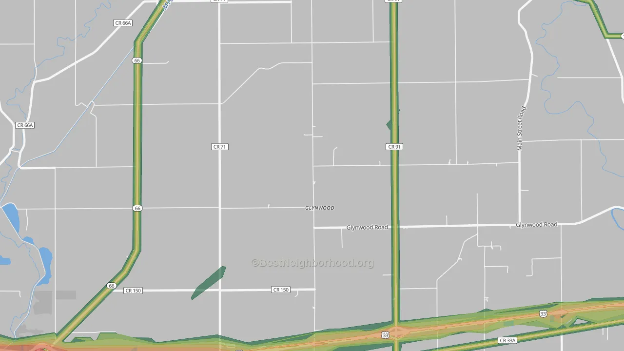 Glynwood, OH Map of Noise Levels in Glynwood