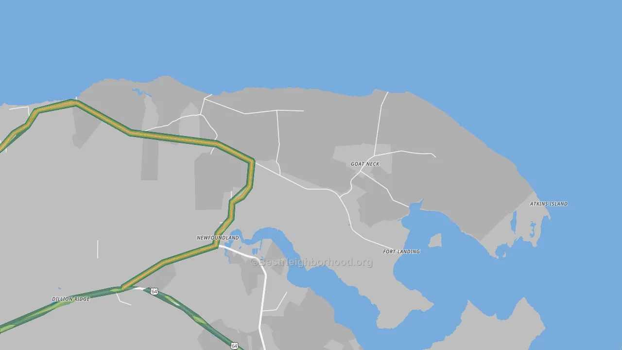 Goat Neck, NC Map of Noise Levels in Goat Neck