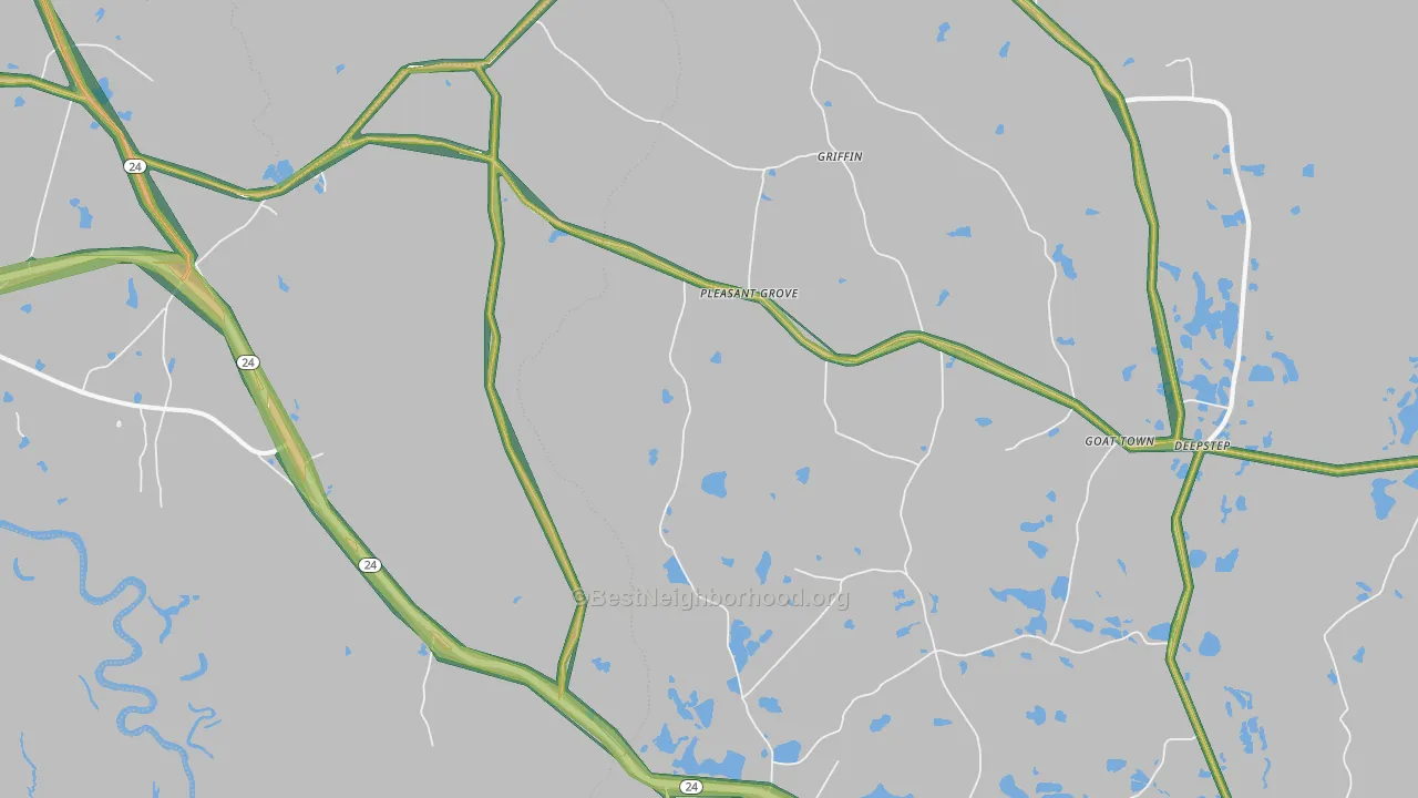 Goat Town, GA Map of Noise Levels in Goat Town