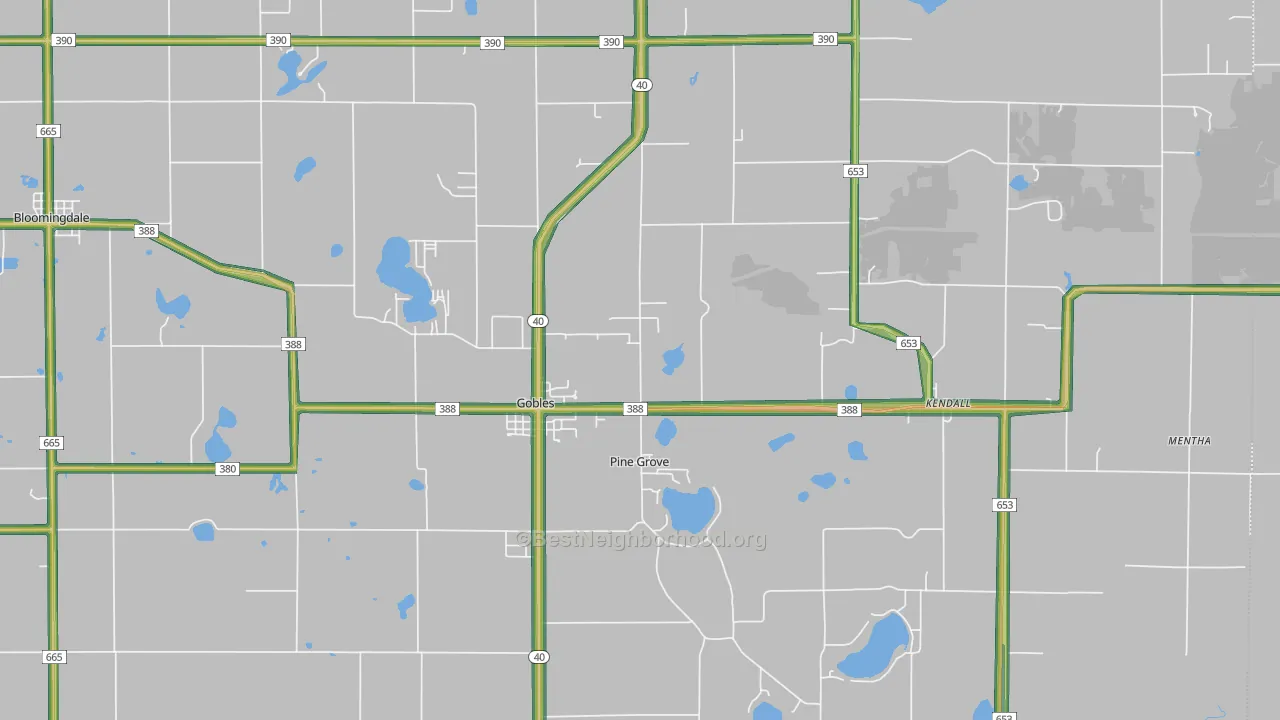 Gobles, MI Map of Noise Levels in Gobles